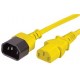 2 m Yellow Extension IEC Mains Lead with Straight Moulded C13 Plug & C14 Socket
